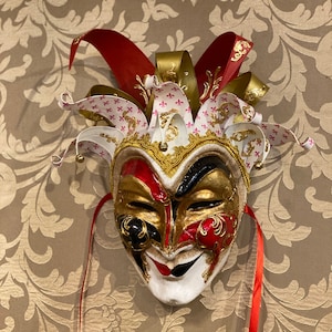 Maschera Veneziana da Uomo, Maschera Carnevale, Maschera Halloween,Joker Carta in cartapesta realizzata interamente a mano