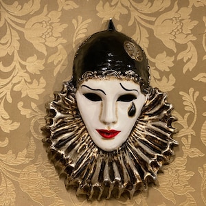 Venetian Pierrot Mask in Papier-mâché Made Entirely by Hand. - Etsy