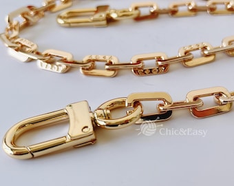 Gold Metal Purse Chain Strap: 11mm/13mm Wide Replacement Handle CAE-N220