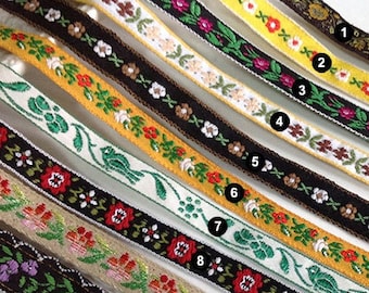 1 Yard Flower Jacquard Ribbon Geometric Woven Trim Bordure Bordure Brodée Ruban Couture Ruban Jacquard Trim PF_ZDNC272