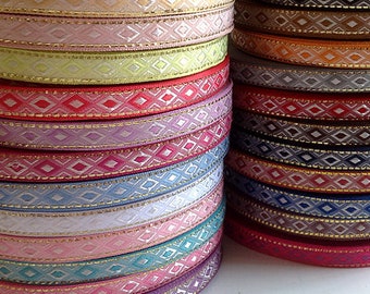 1 Yard Geometric Jacquard Ribbon Geometric Woven Trim Border Embroidered Ribbon Sewing Trim Craft Ribbon Jacquard Trim PF_ZDNC263