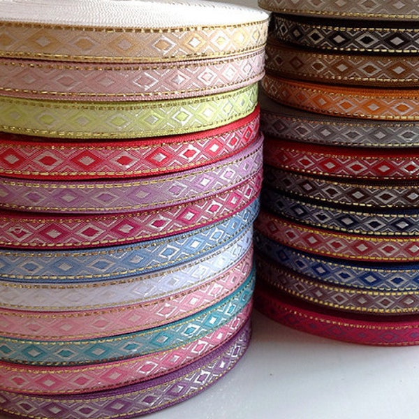 1 Yard Geometric Jacquard Ribbon Geometric Woven Trim Border Embroidered Ribbon Sewing Trim Craft Ribbon Jacquard Trim PF_ZDNC263