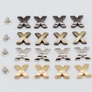 PACK de 10 Gunmetal X forme Rivets Studs Leather Studs Leather Craft Decorative Rivet D501