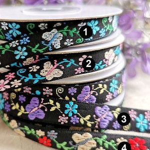 5 Yards Flower Jacquard Ribbon Geometric Woven Trim Border Embroidered Ribbon Sewing Trim Craft Ribbon Jacquard Trim PF_ZDNC416