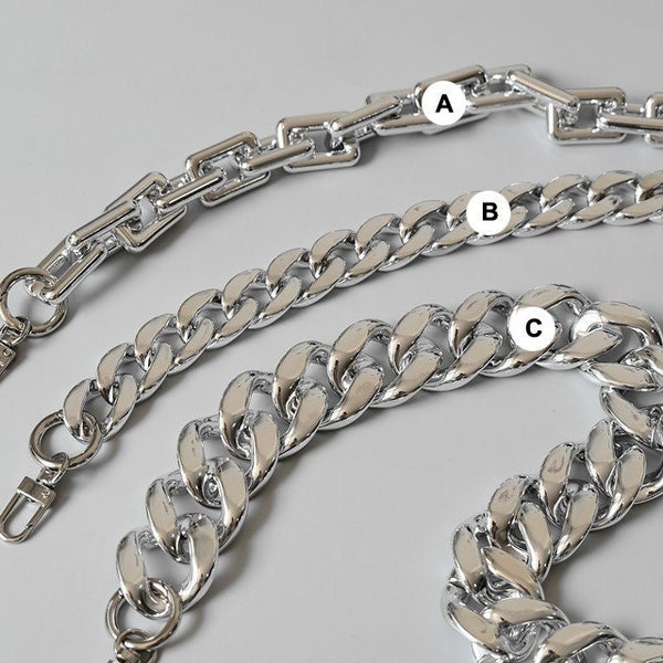 A piece of Silver Acrylic Chain Purse Chain Metal Strap Handle Plastic Handles for Bag, Handcraft Material for Handbag Making CAE1592