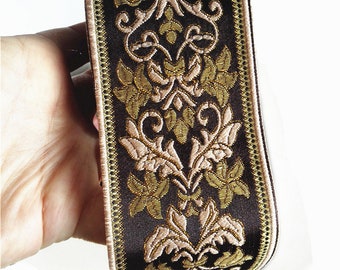 15 mm oro y bronce Jacquard Cinta de Adorno Bordado de recorte