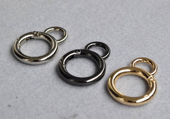 Connector Clasp CAE-R011 2pcs Spring Ring Clasp Gate Ring Heavy Duty Gate Ring Round Purse Hardware
