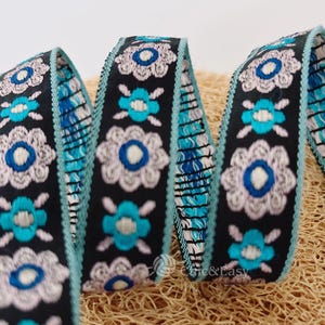 1 Yard Flower Jacquard Ribbon Geometric Woven Trim Border Embroidered Ribbon Sewing Trim Craft Ribbon Jacquard Trim MZZD005