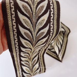 Floral Jacquard Ribbon: Geometric Woven Embroidered Trim - 1 Yard PF_ZDNC624
