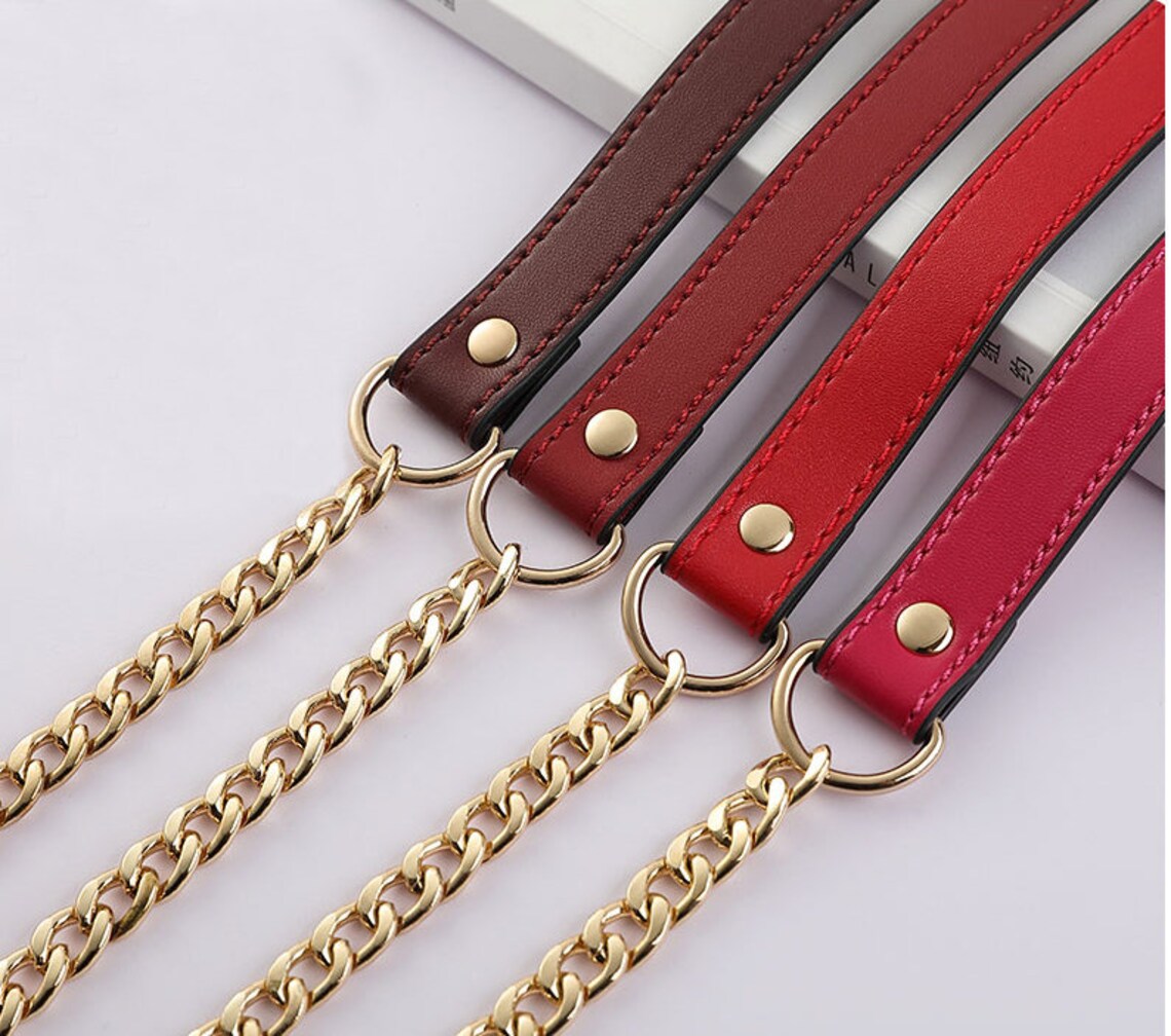 Gold Purse Chain PU Leather Strap Metal Shoulder Handbag Strap Etsy