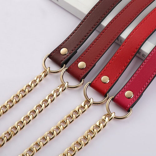 Gold Purse Chain PU Leather Strap Metal Shoulder Handbag Strap Etsy