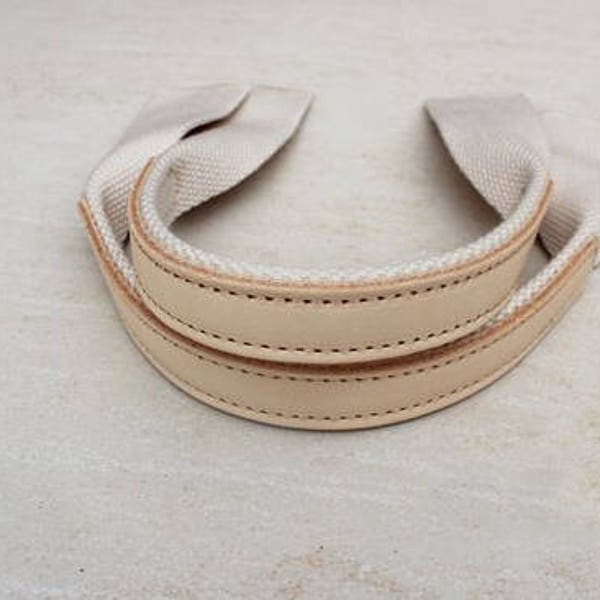 A pair of Canvas Strap Genuine Leather Cotton Webbing Strap Bag handles, Purse Handle for Bag Replacement Strap LS084