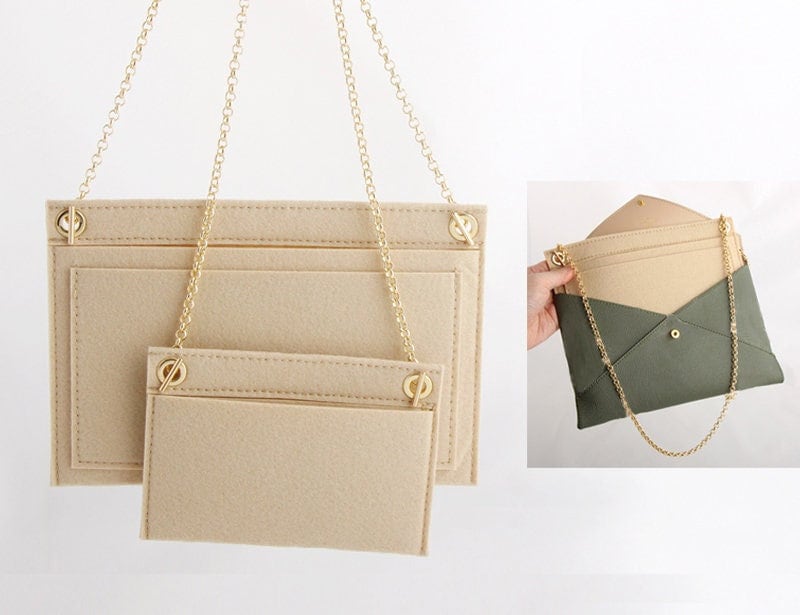Gold T-bar Purse Chain Handle Purse Organizer Insert Fit Kirigami Pochette  26 19 Handbag Shaper Premium Felt Crossbody Bag Strap Accessories 