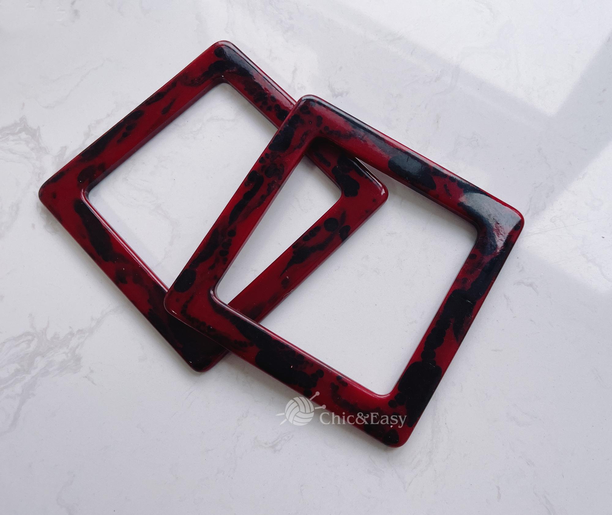A pair of 13cm Red Acrylic Handles for Bag, Handcraft Material for Handbag Making CAE-Z001