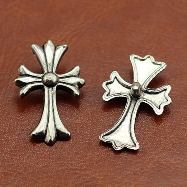 PACK of 5 Metal Cross Rivets Studs Leather Studs Leather Craft Decorative Rivet D024