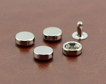 PACK of 50 Flat Round 9mm/10mm Silver Rivets Studs Leather Studs Leather Craft Decorative Rivet D073