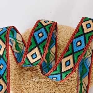 1 Yard Flower Jacquard Ribbon Geometric Woven Trim Border Embroidered Ribbon Sewing Trim Craft Ribbon Jacquard Trim MZZD002