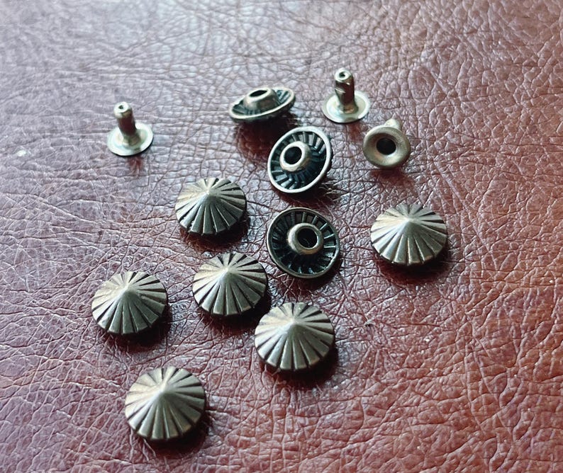 PACK of 20 Gunmetal 9mm Mushroom Rivets Studs Leather Studs Leather ...
