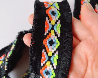 Geometric Jacquard Ribbon Tassel Trim: Embroidered Sewing Craft (1 Yard)