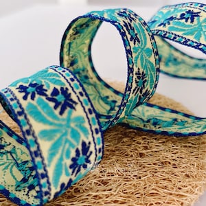 1 Yard Flower Jacquard Ribbon Geometric Woven Trim Border Embroidered Ribbon Sewing Trim Craft Ribbon Jacquard Trim MZZD007