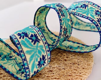 Florales Jacquardband: Geometrisch besticktes Webband, 1 Yard MZZD007