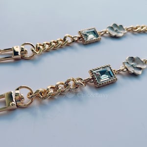 Gold Metal Purse Chain Strap: Flower Charm Decor, Replacement Handle (9mm Width)