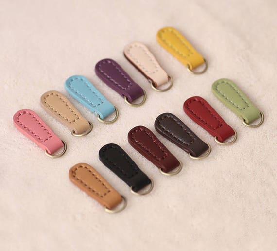 A Piece of Genuine Leather Zipper Pull Leather Dring Closures Etsy
