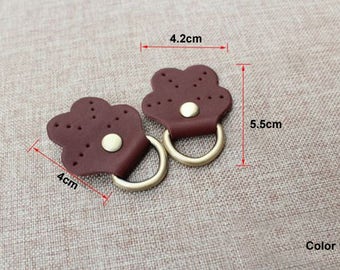 A set (2 pcs) High Qaulity D-Ring with Genuine Leather Tab Attachment Genuine Leather Slider Strap Snap Hook CAE-R190