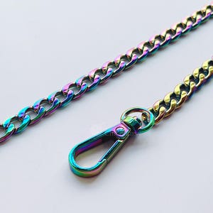 Cadena metálica arcoíris para bolso, correa metálica para bolso de hombro, cadena de repuesto para asa, correa metálica para bolso cruzado JS097