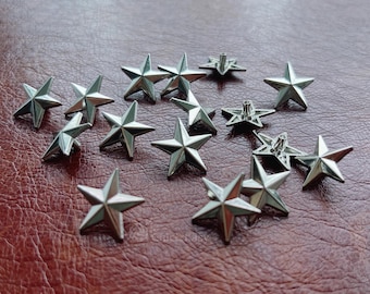25 Silver Star Rivets, 20mm Leather Studs