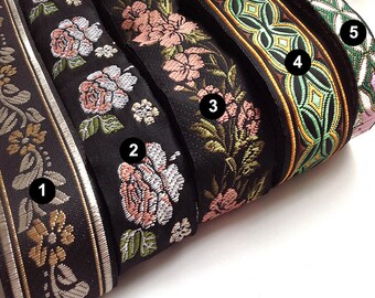 1 Yard Flower Jacquard Ribbon Geometric Woven Trim Border Embroidered Ribbon Sewing Trim Craft Ribbon Jacquard Trim PF_ZDNC299