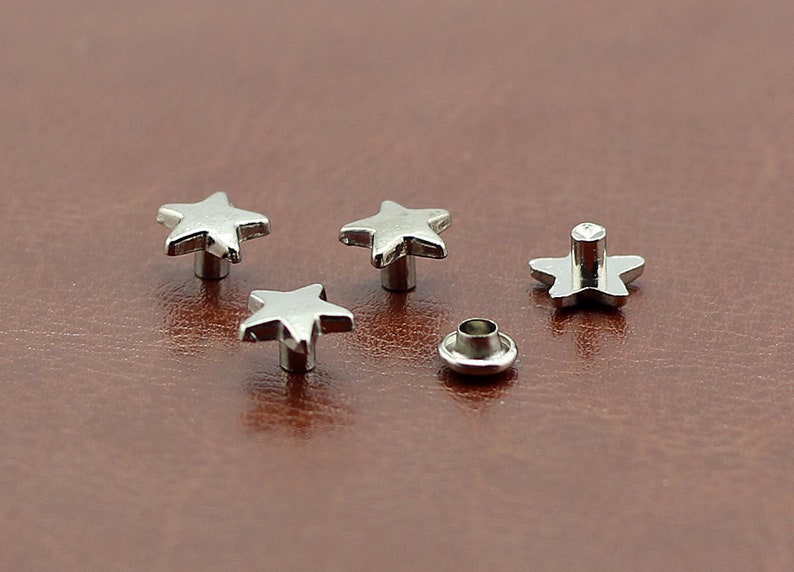 PACK of 10 Silver Star Rivets Studs Leather Studs Leather Etsy