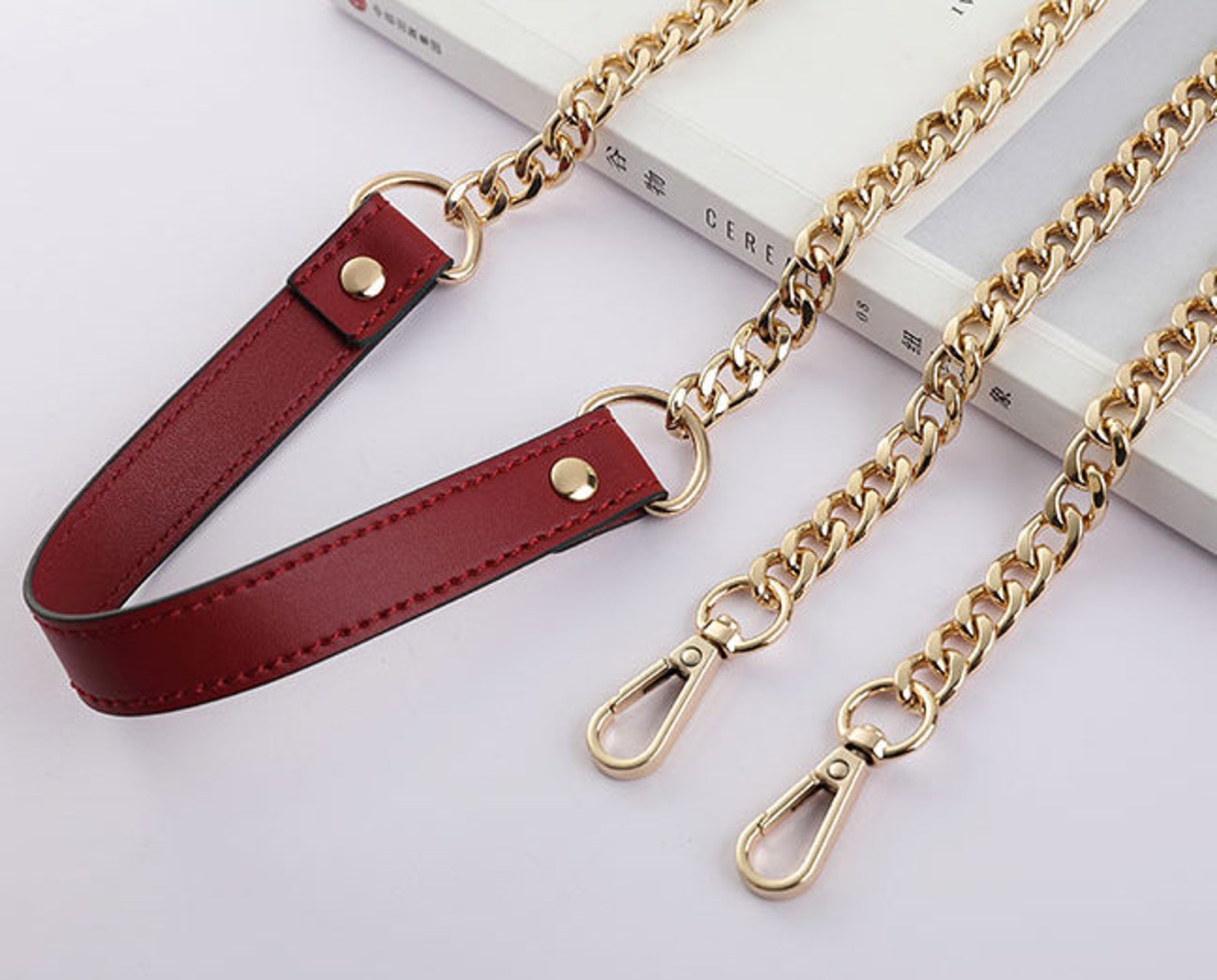 Gold Purse Chain PU Leather Strap Metal Shoulder Handbag Strap Etsy