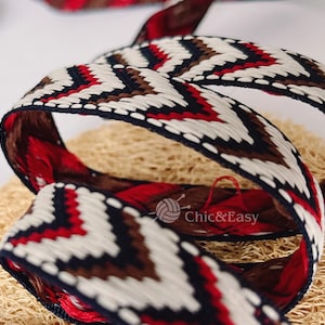 1 Yard Flower Jacquard Ribbon Geometric Woven Trim Border Embroidered Ribbon Sewing Trim Craft Ribbon Jacquard Trim MZZD010