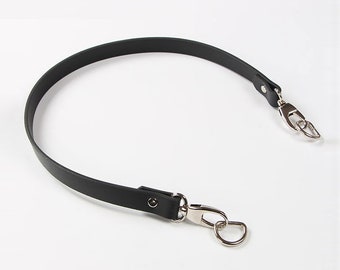 A piece of Dark Black Genuine Leather Handle Purse Handle Leather Strap for Bag with Metal Clasp Handbag Handle LS1137