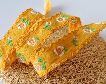Jacquard-Bänder mit Blumenmuster: Bestickte Webborte, 1 Yard MZZD004