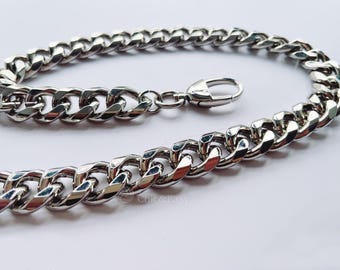 Silver Purse Chain Strap: Metal Handbag Replacement Handle JS095