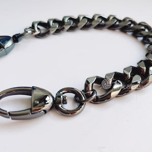 Gunmetal High Quality Purse Chain, Metal Shoulder Handbag Strap, Replacement Handle Chain, Metal Crossbody Bag Chain Strap JS084