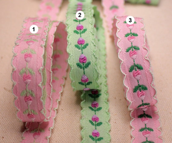 1 Yard 18mm Flower Jacquard Ribbon Geometric Woven Trim Border Embroidered Ribbon Sewing Trim Craft Ribbon Jacquard Trim