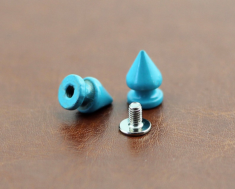 PACK of 10 Metal Spikes Blue Bullet Rivets Studs Leathe PACK of 10 Metal Spikes Blue Bullet Rivets Studs Leathe