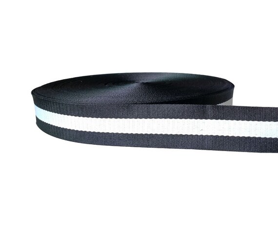 Yards Black and White Striped Polyester Webbing: Bag Strap CAE1171