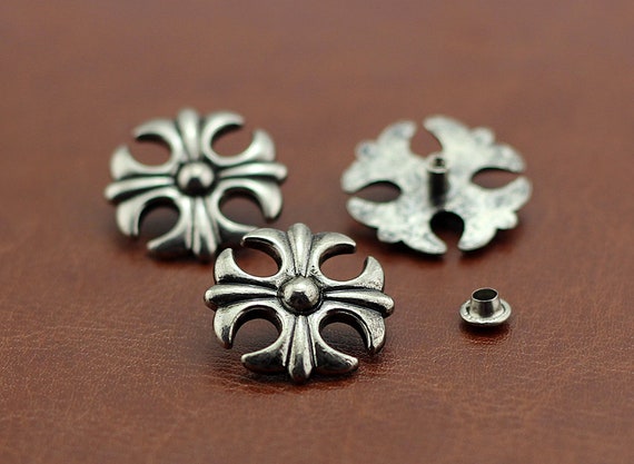 PACK of 5 Metal Cross Rivets Studs Leather Studs Leather Craft