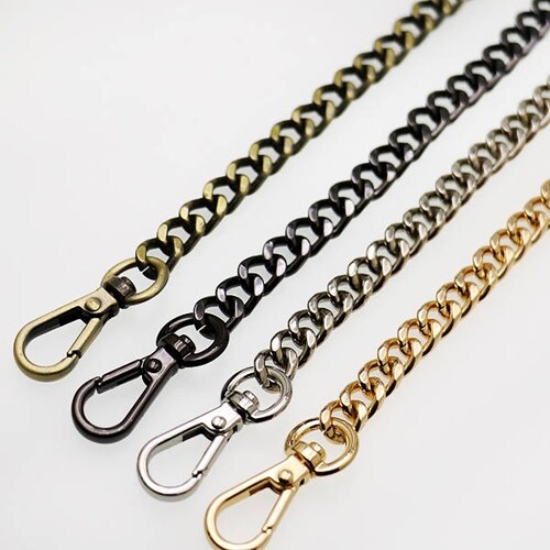 High Quality Purse Chain Black Leather Strap Metal Shoulder Etsy