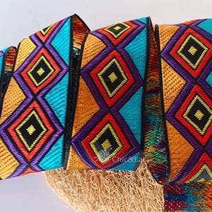 1 Yard Flower Jacquard Ribbon Geometric Woven Trim Border Embroidered Ribbon Sewing Trim Craft Ribbon Jacquard Trim MZZD014