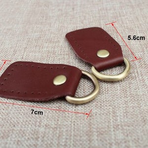 A set (2 pcs) High Qaulity D-Ring with Genuine Leather Tab Attachment Genuine Leather Slider Strap Snap Hook CAE-R191