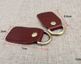 A set (2 pcs) High Qaulity D-Ring with Genuine Leather Tab Attachment Genuine Leather Slider Strap Snap Hook CAE-R191