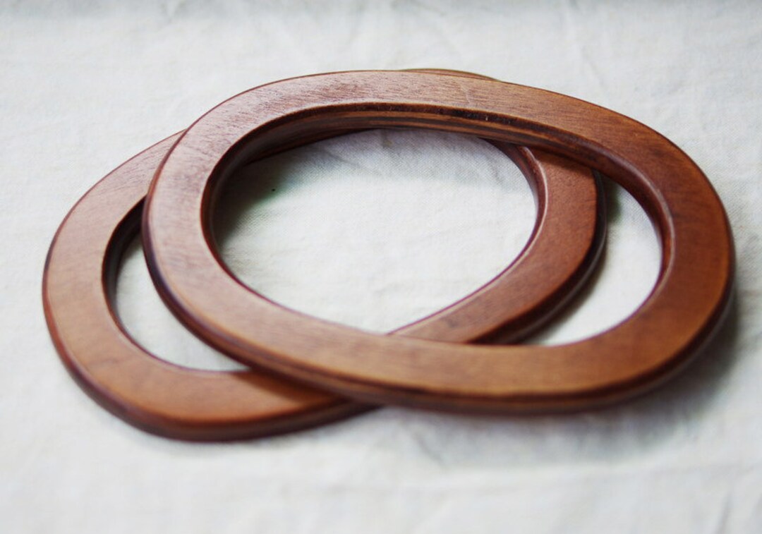 A Pair of Oval Wooden Handles for Bag, Handcraft Material for Handbag