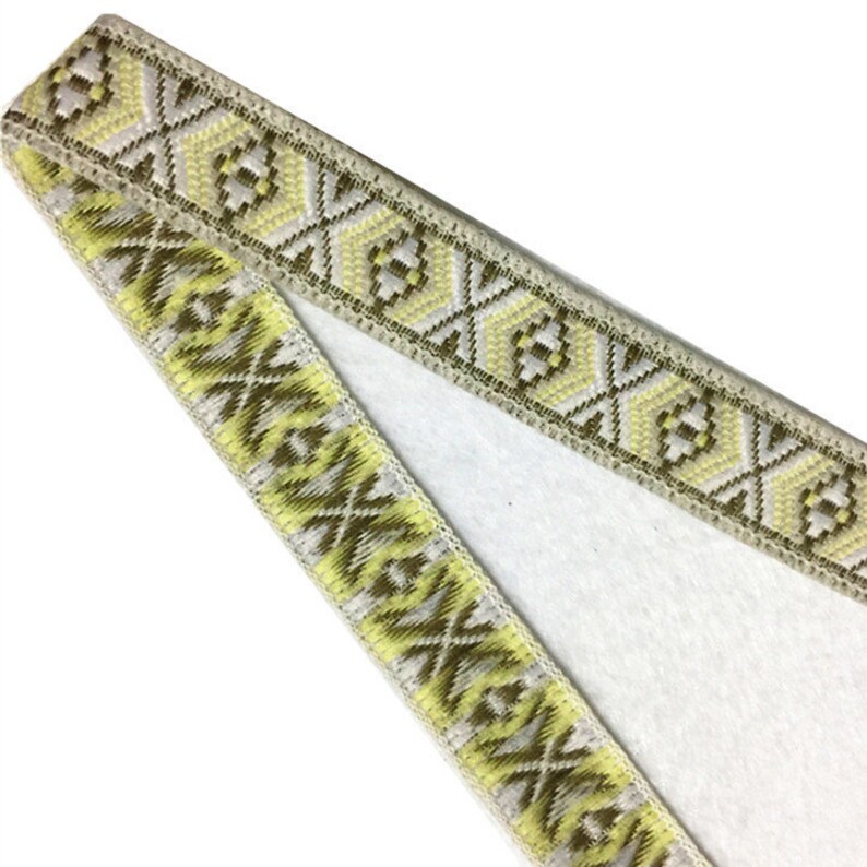 1 Yard Geometric Jacquard Ribbon Geometric Woven Trim Border Embroidered Ribbon Sewing Trim Craft Ribbon Jacquard Trim PF_ZDNC231 image 1