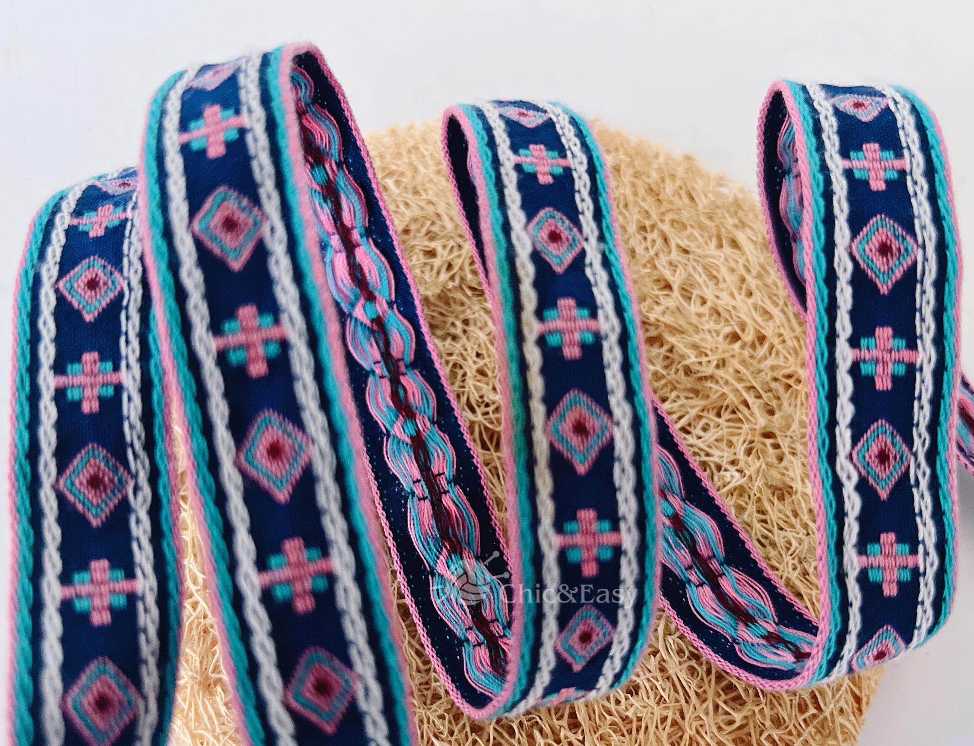 【misa】GREED＊Border Flower Jcquard Flower Jacquard Ribbon Geometric Woven Trim Border Embroidered
