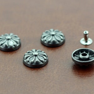 PACK of 15 Gunmetal 10mm Cross Rivets Studs Leather Studs Leather Craft Decorative Rivet D442